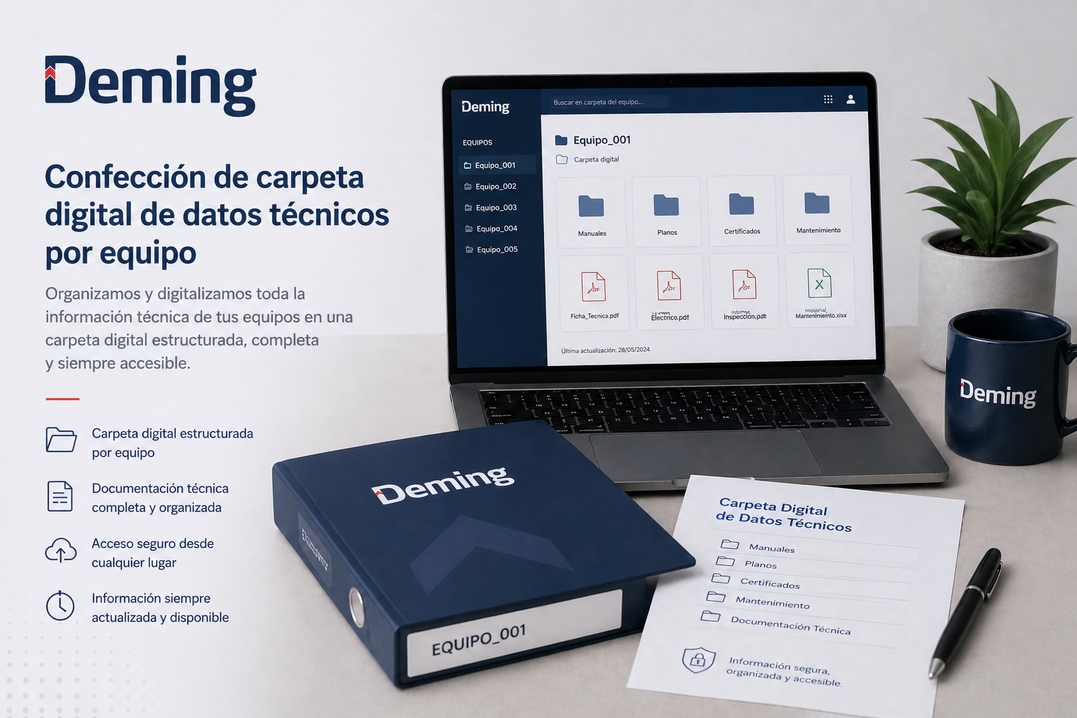 Confección de carpeta digital de datos técnicos por equipo